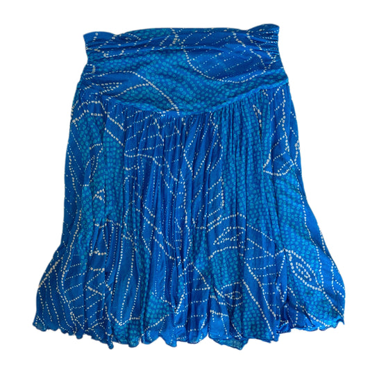 Blue dots silk skirt
