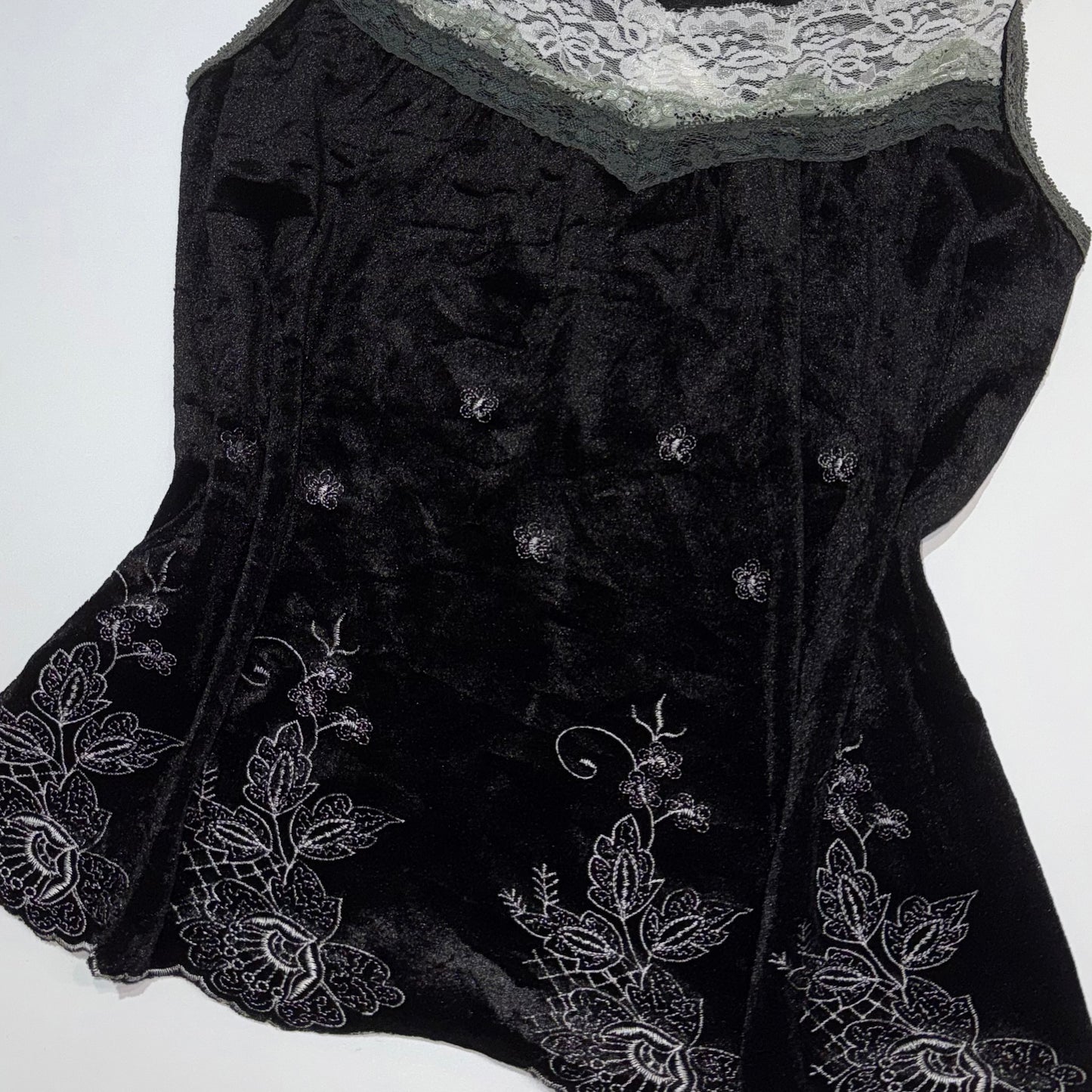 Black velvet lace tank