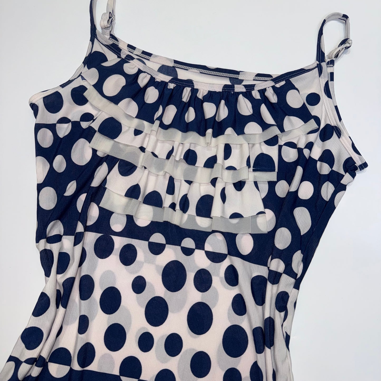 Navy white polka dot tank