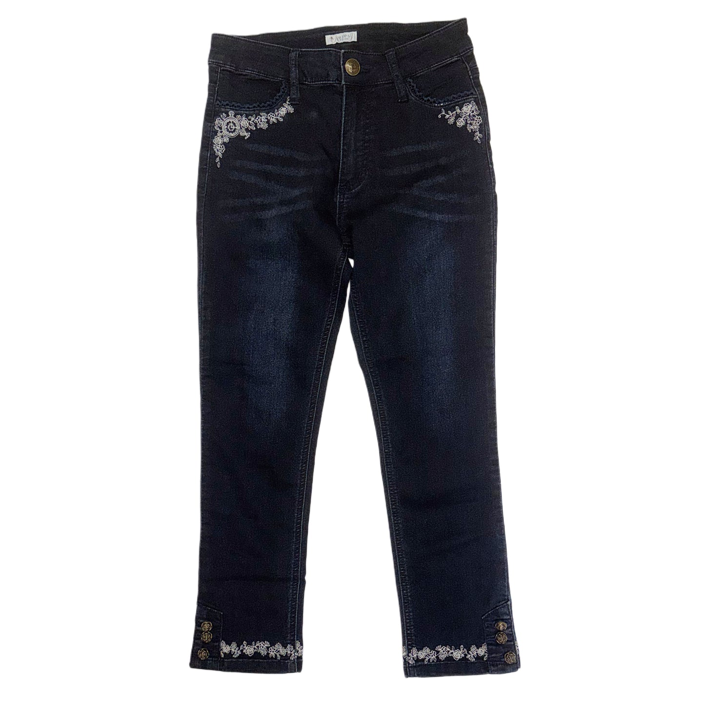 Axes embroidered denim capris