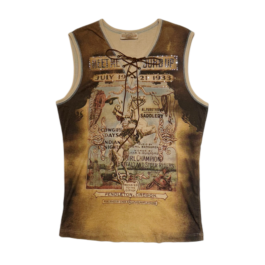 Skinny Minnie cowboy tie front top