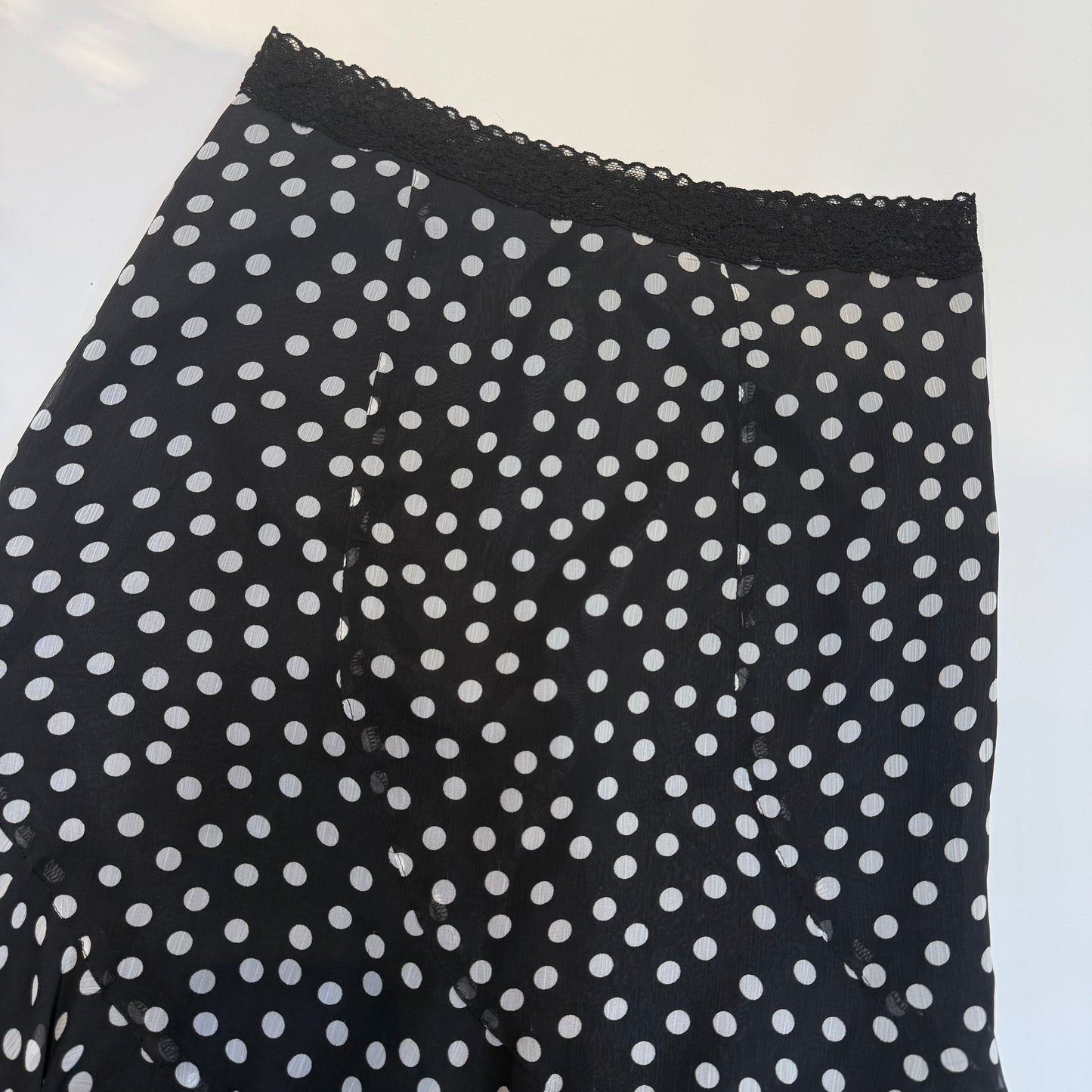 L’est Rose polka dot silk lace skirt