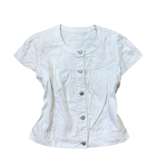 Betty Boop white denim button up top