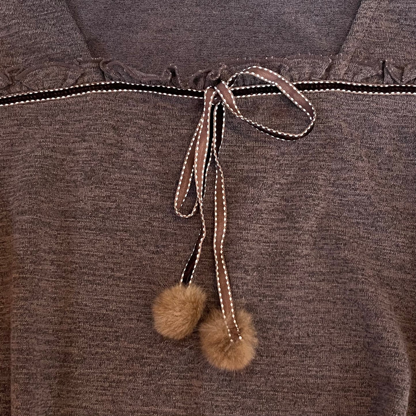 Brown pom pom top