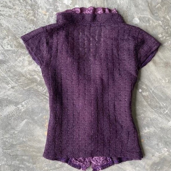 Purple lace knit outer