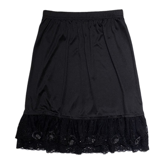 Axes black lace trim midi skirt