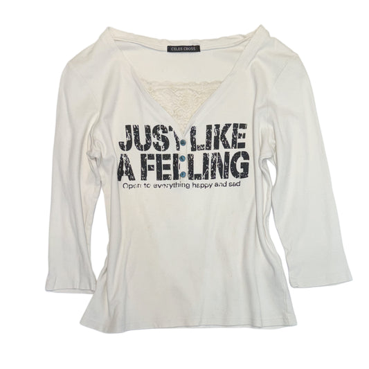 Celes Cross white lace three-quarter sleeve