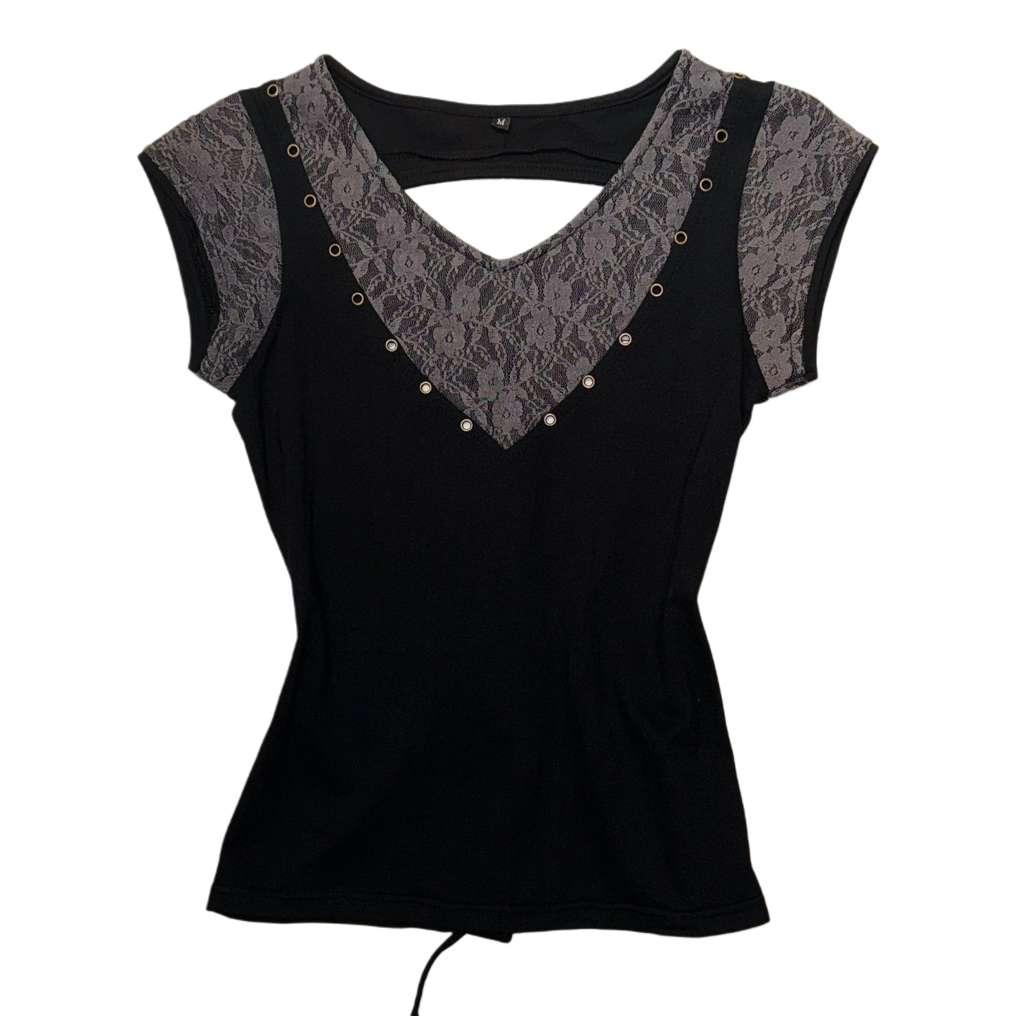 Black lace backless top