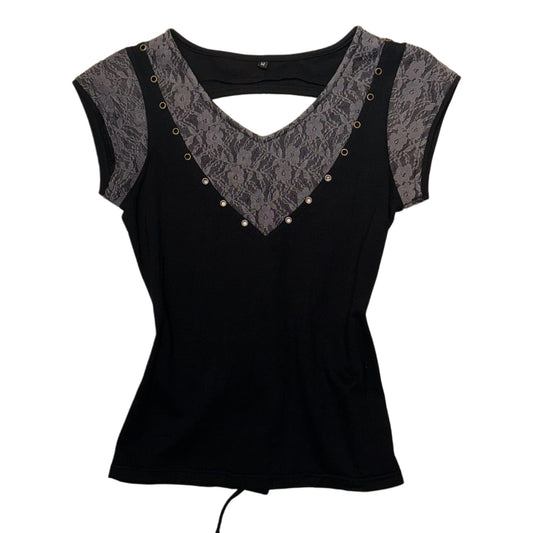Black lace backless top