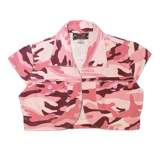 Pink camo cropped outer