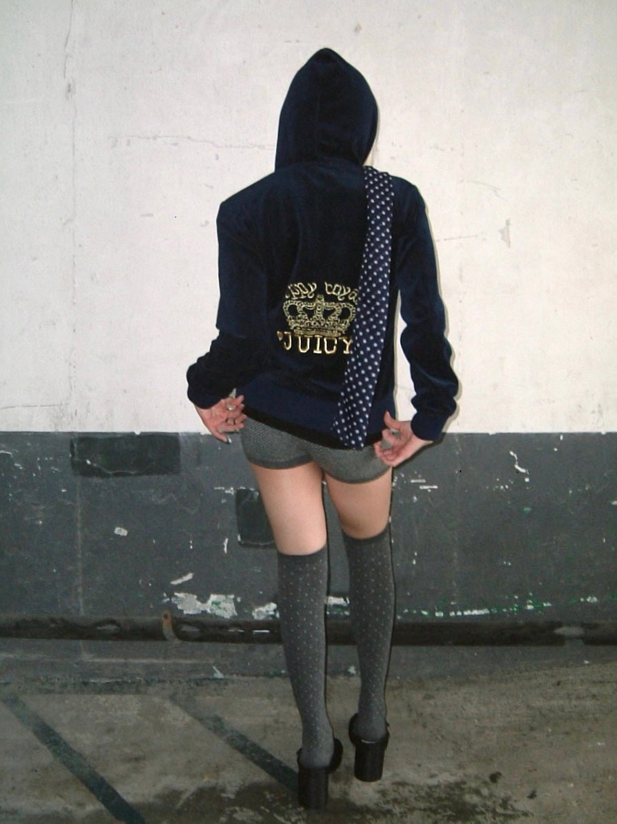 Juicy Couture navy velvet zip hoodie