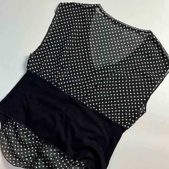 Black mesh Dotted top