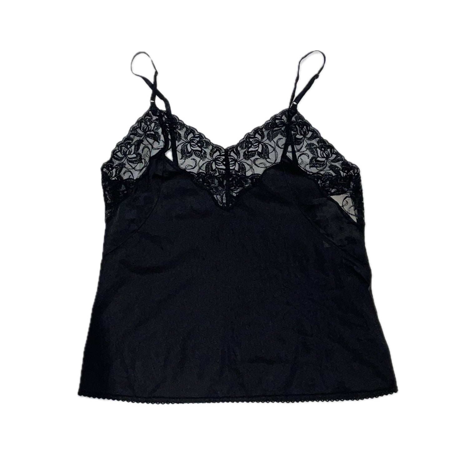 80s black lace silk top