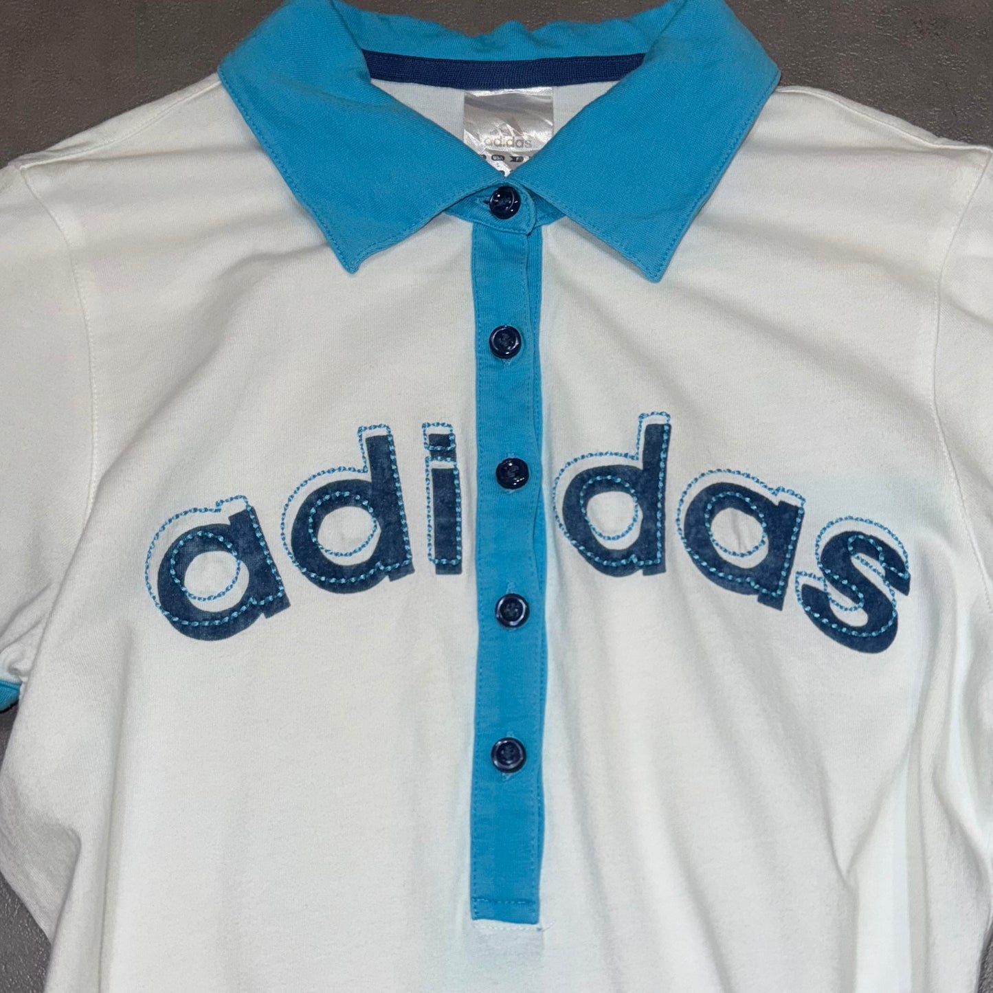 Adidas baby blue white top