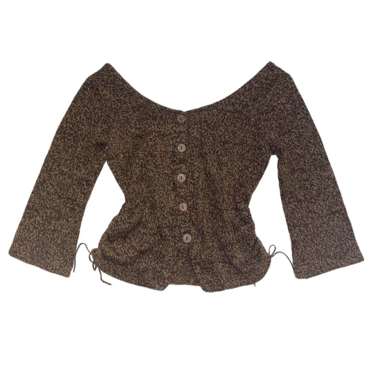 Big collar brown knit long sleeve