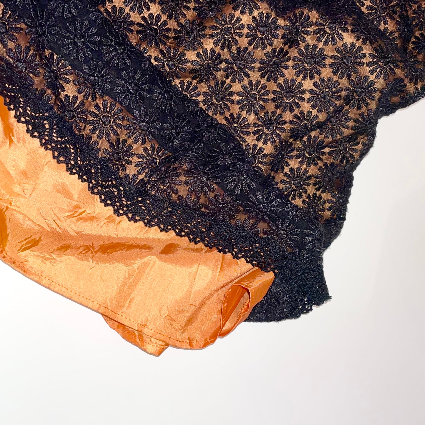 90s black mesh skirt with orange layer