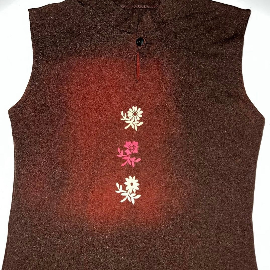 Brown top with chinese button