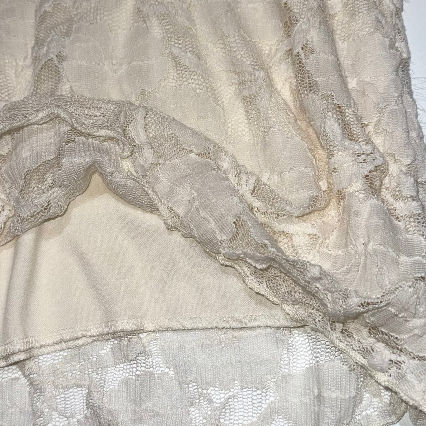 Ivory coquette lace ruffle strap camisole