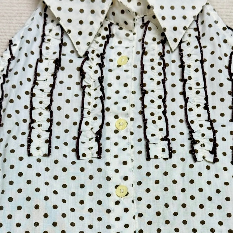 White polka dot ruffle backless top