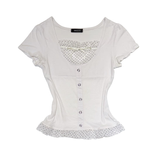 White polka dot layered top