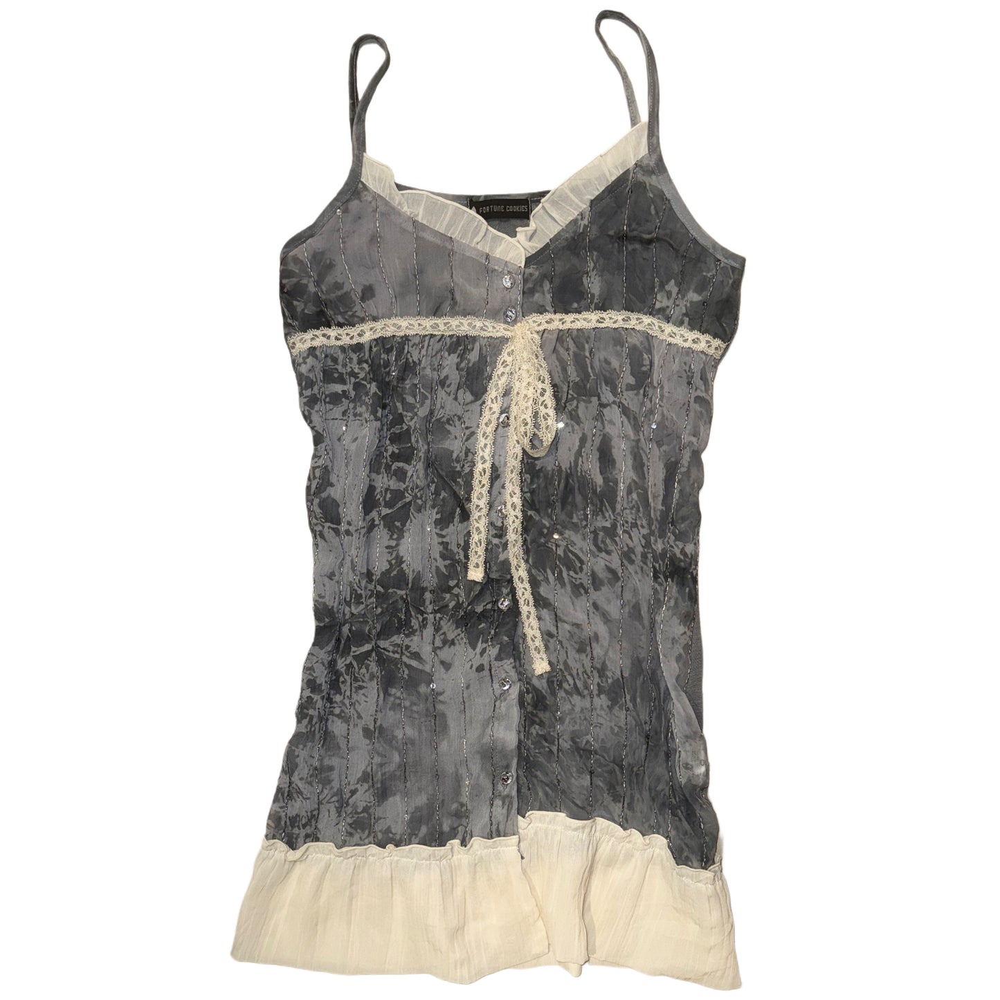 Grey glittering lace top