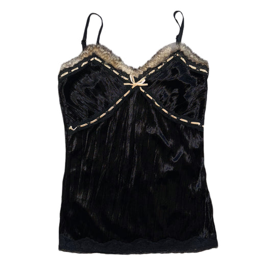 Black velvet furry tank