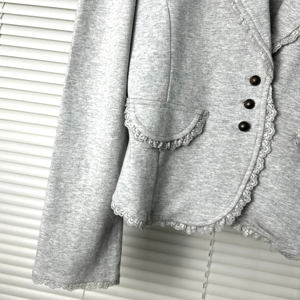 Grey lace trim outer