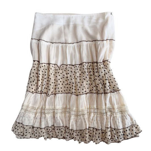 Ivory polka dot silk lace skirt