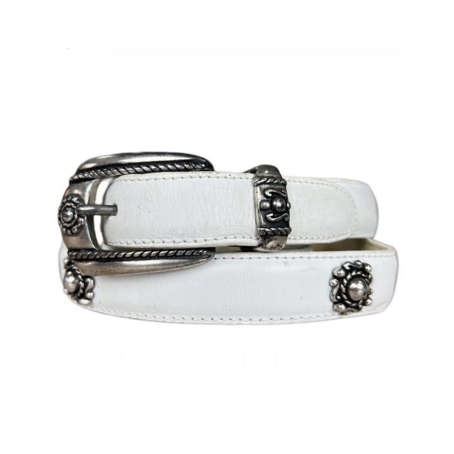 Brighton white leather belt