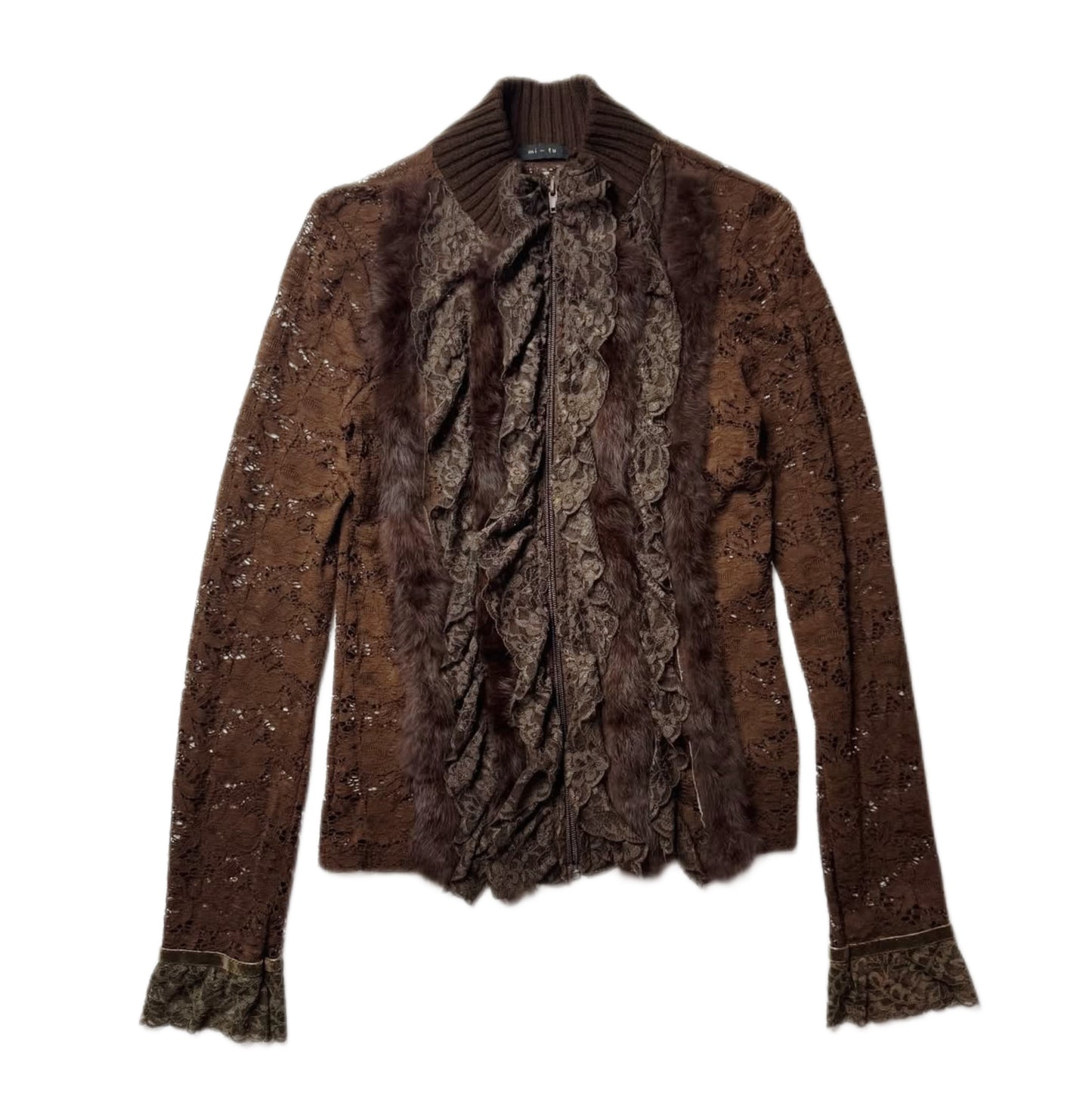 Brown lace fur jacket