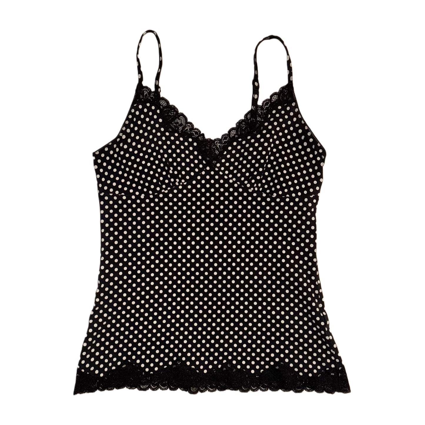 Black polka dot lace tank