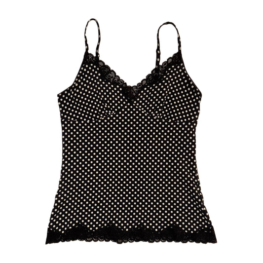 Black polka dot lace tank