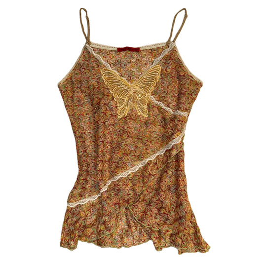 Colourful beaded butterfly knit tank