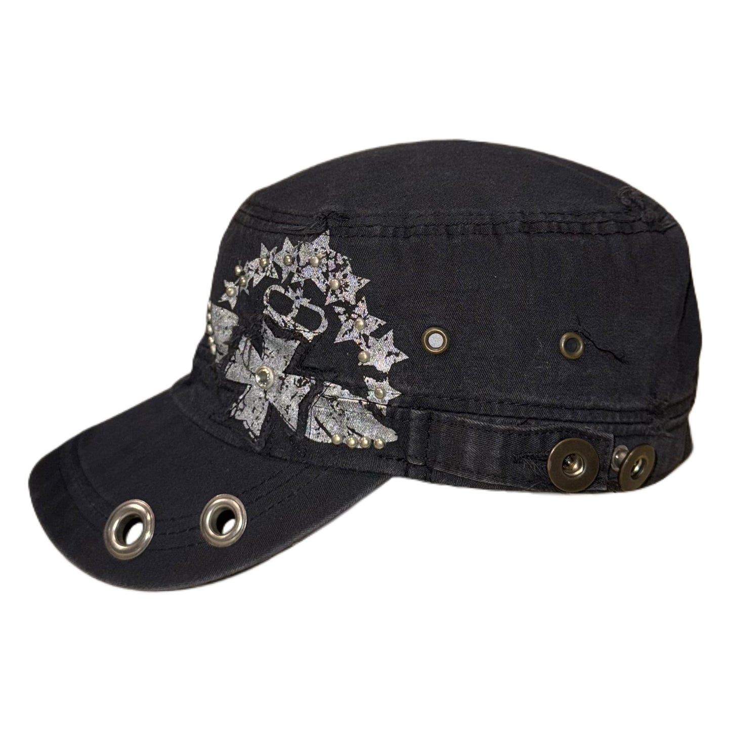 Black rivet cap
