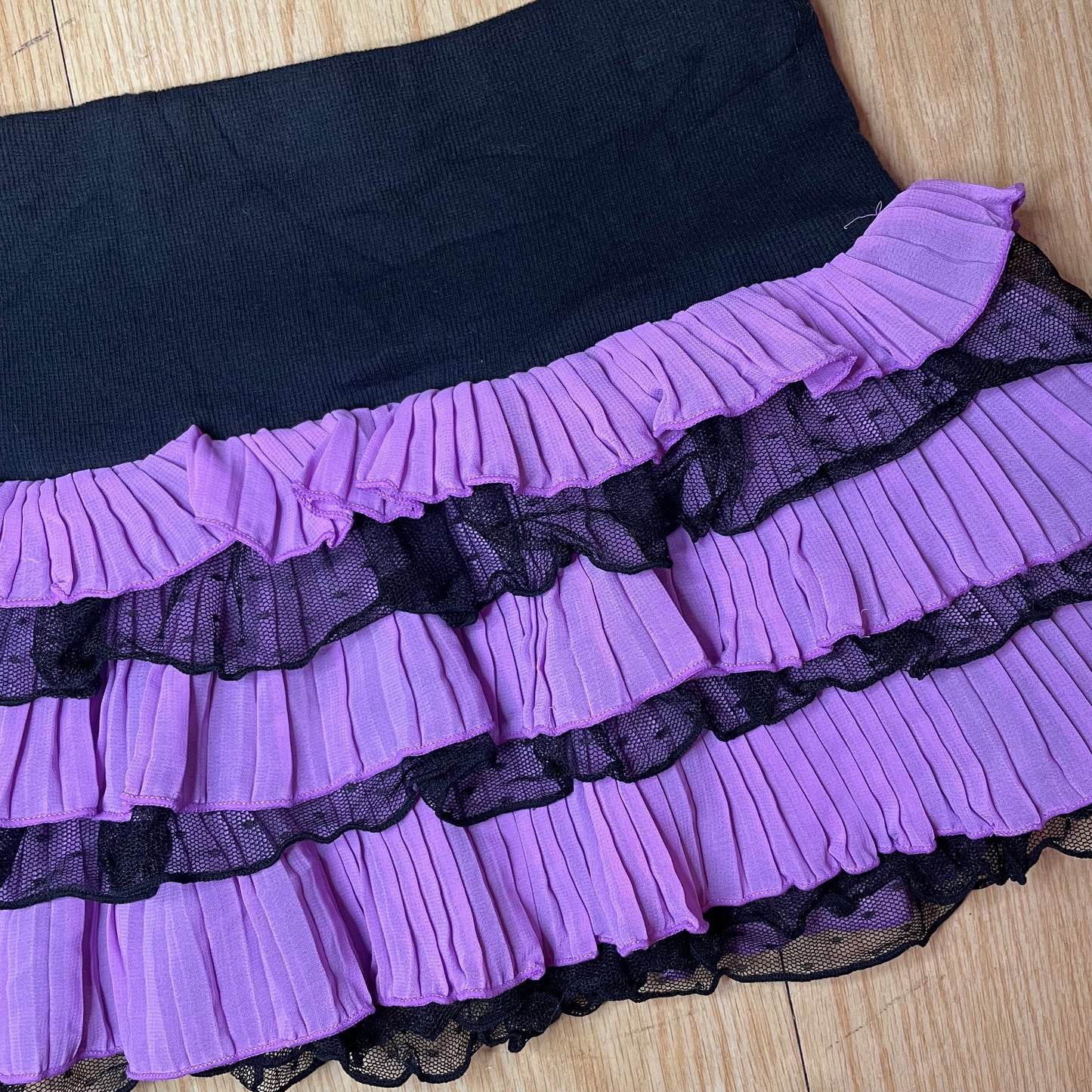 purple x black lace mini skirt