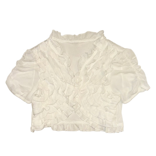 Ivory ruffle cropped short sleeve outer