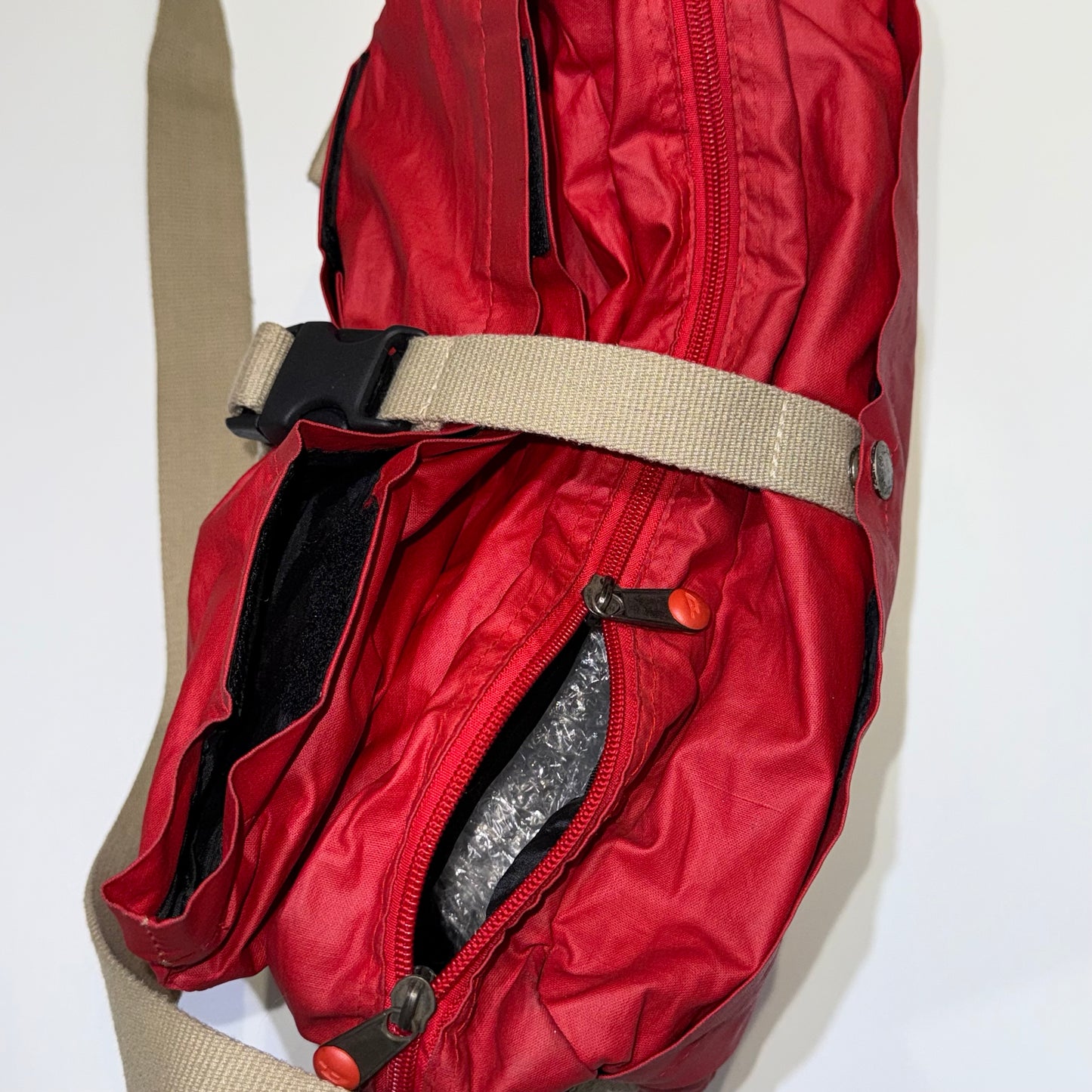 Diesel red nylon compass bag