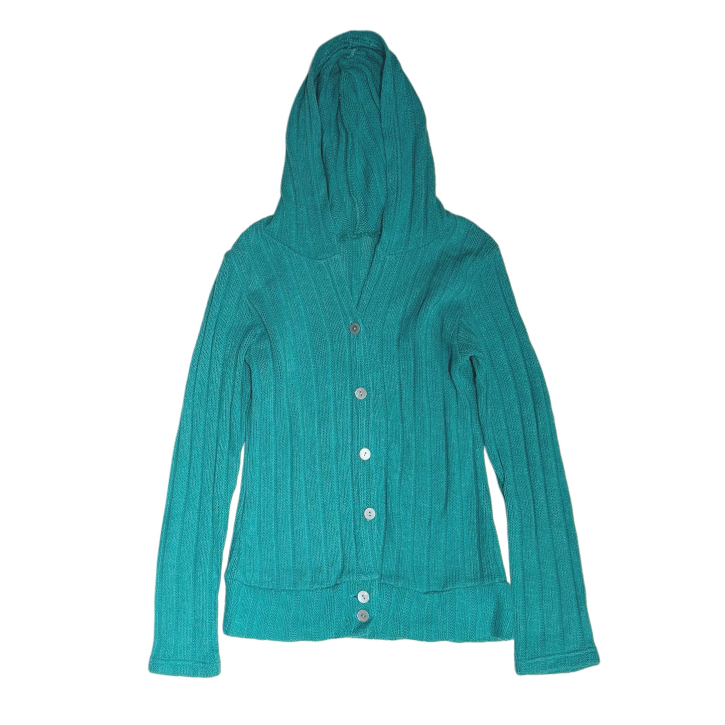 Ocean blue knit button up hoodie