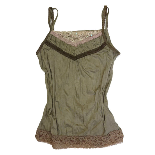 Green brown lace cami