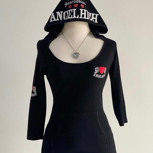 Angel High black hoodie with three-quarter sleeves
