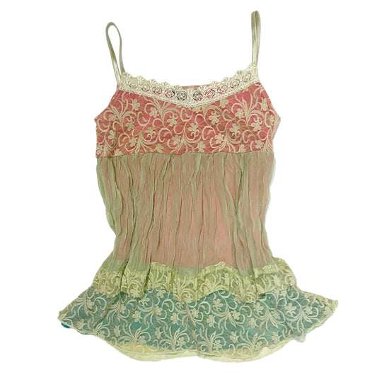 Pink mint lace cami
