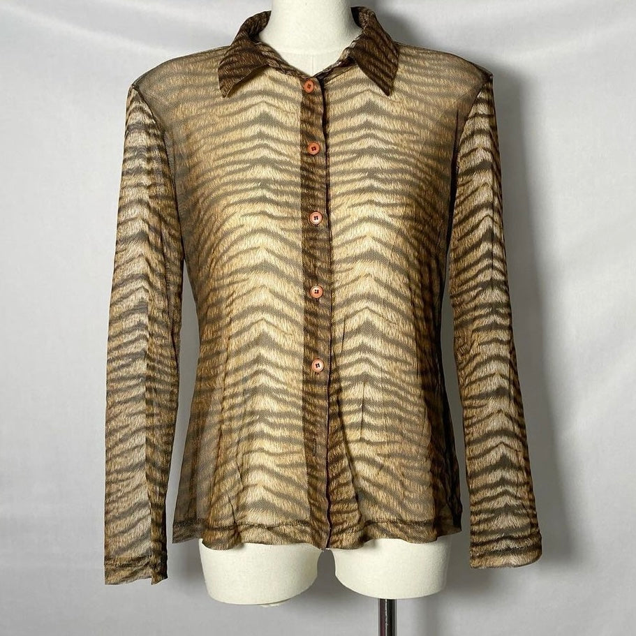 Tiger print mesh shirt