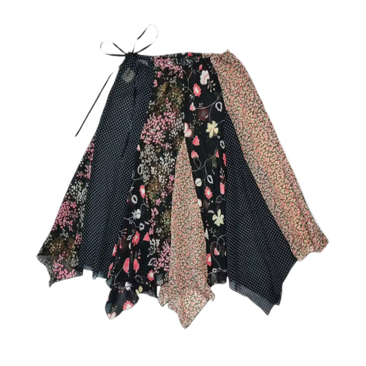 Floral patchwork mesh skirt