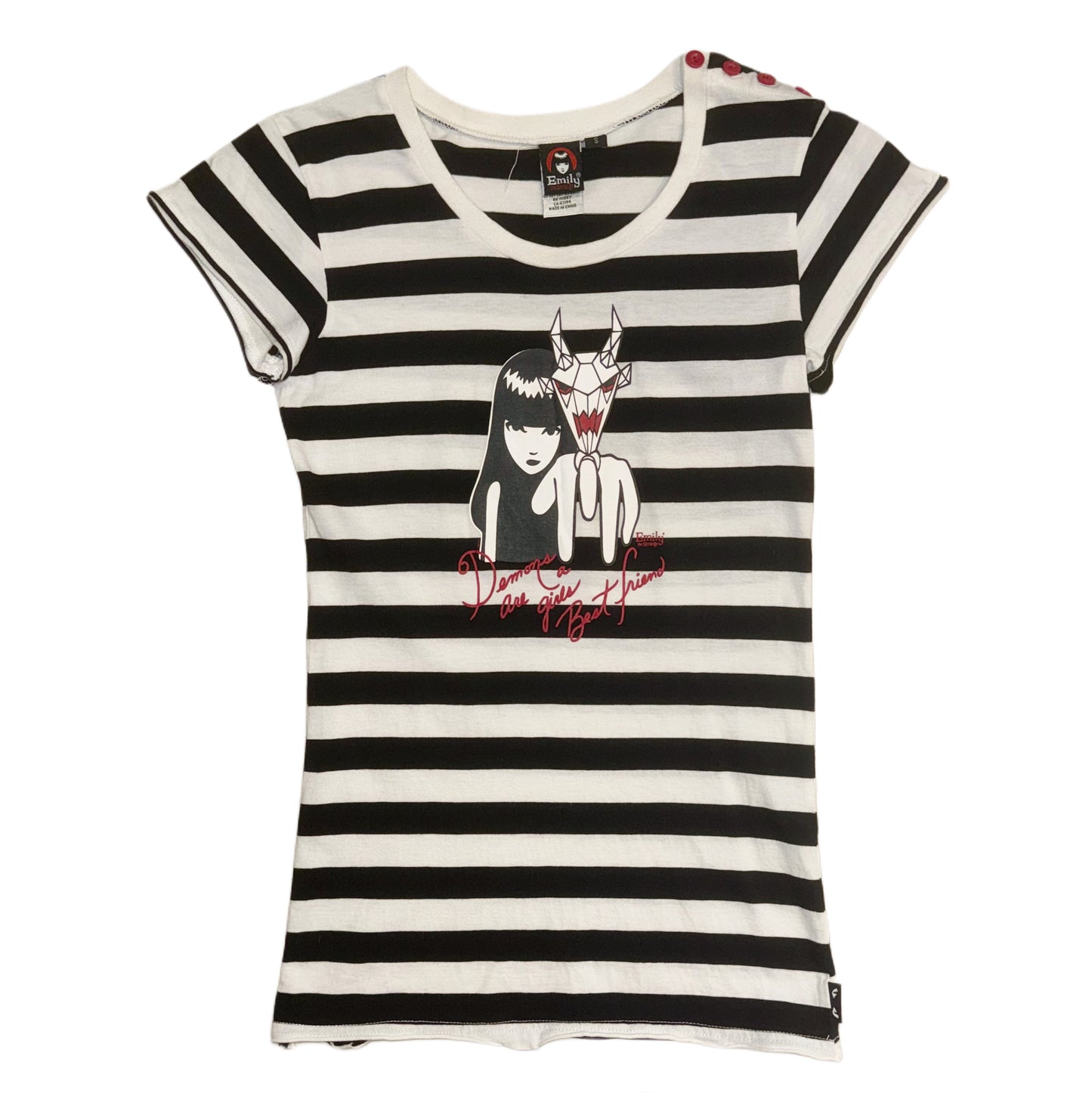 2007 Emily the strange striped button top