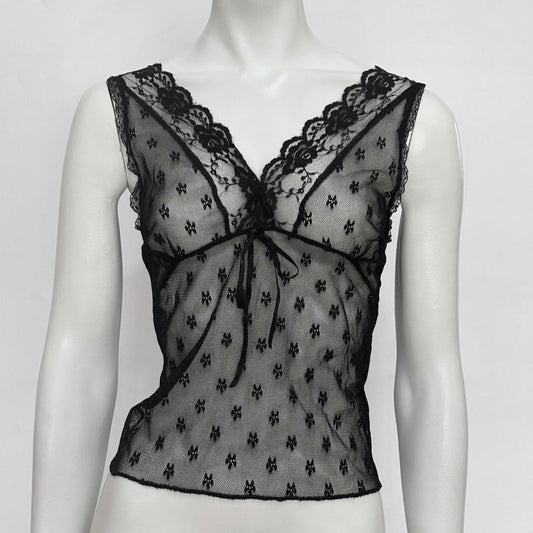 Black lace mesh top