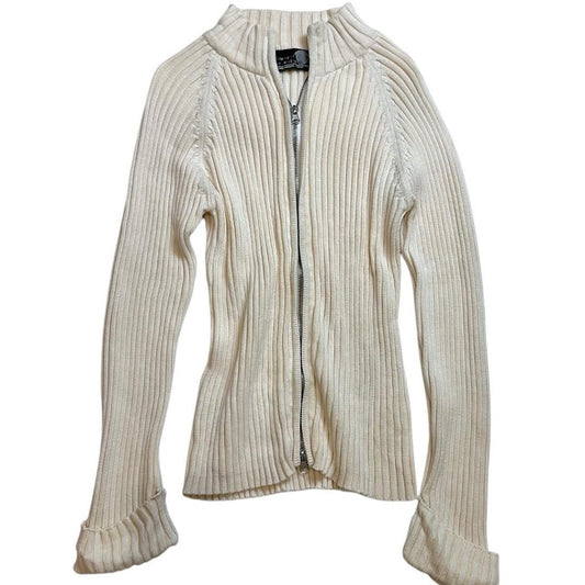 Double zip beige knit outer