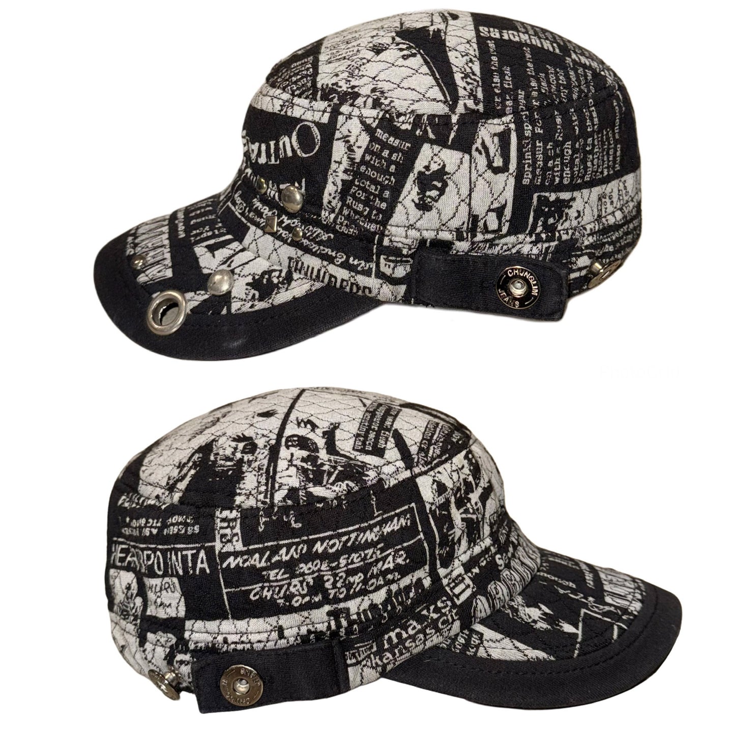 Black white rivets cap