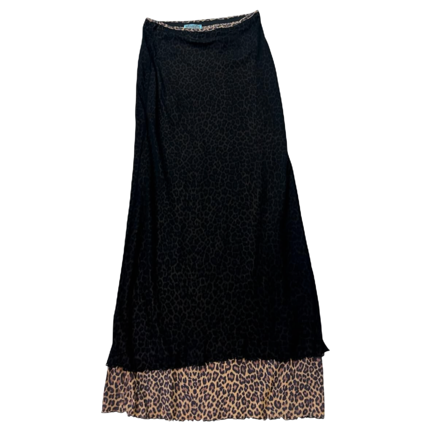 Les follies d’harry france black mesh leopard print layered skirt