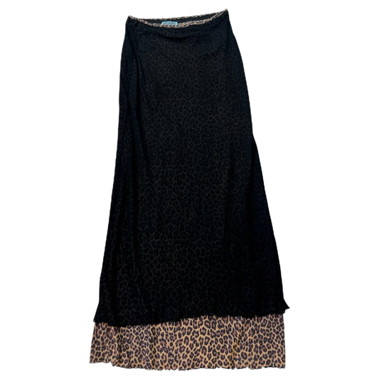 Les follies d’harry france black mesh leopard print layered skirt