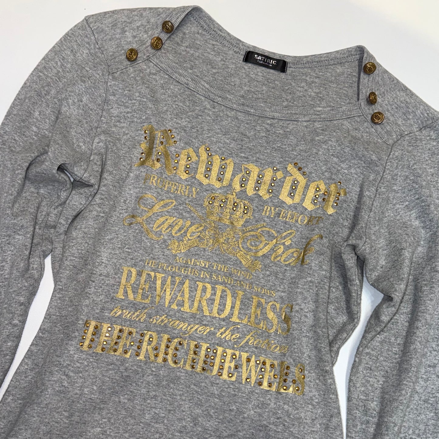 Grey long sleeve with gold button
